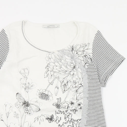 Kalisson Womens White  Cotton Basic T-Shirt Size M Round Neck