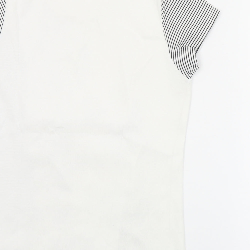 Kalisson Womens White  Cotton Basic T-Shirt Size M Round Neck