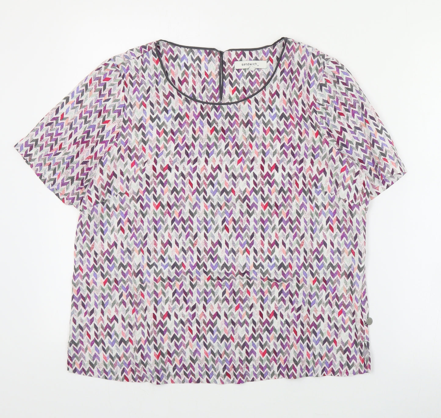 Sandwich Womens Multicoloured Geometric Viscose Basic Blouse Size 8 Round Neck