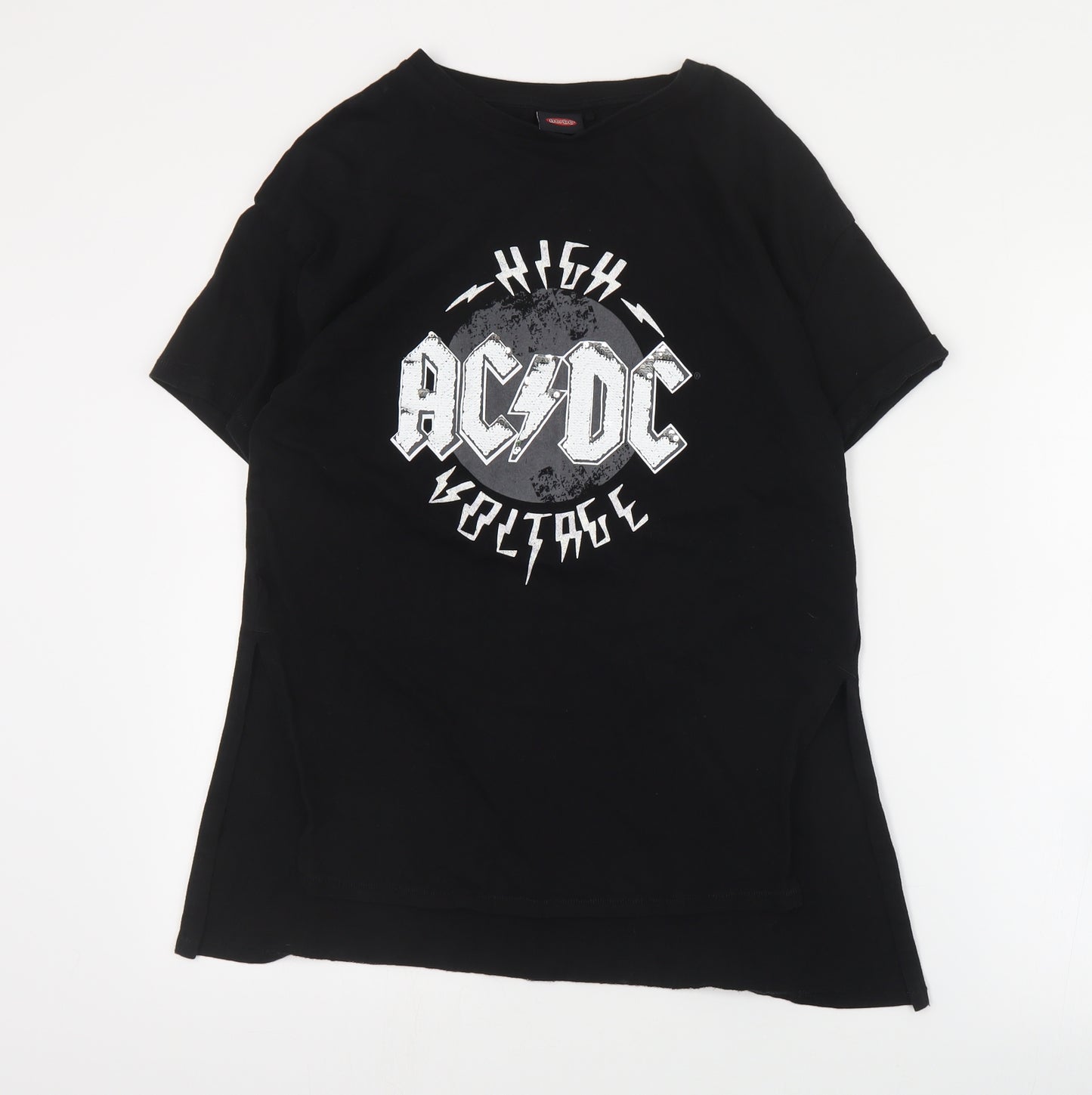 NEXT Girls Black  Cotton Pullover T-Shirt Size 13 Years Crew Neck Pullover - ACDC