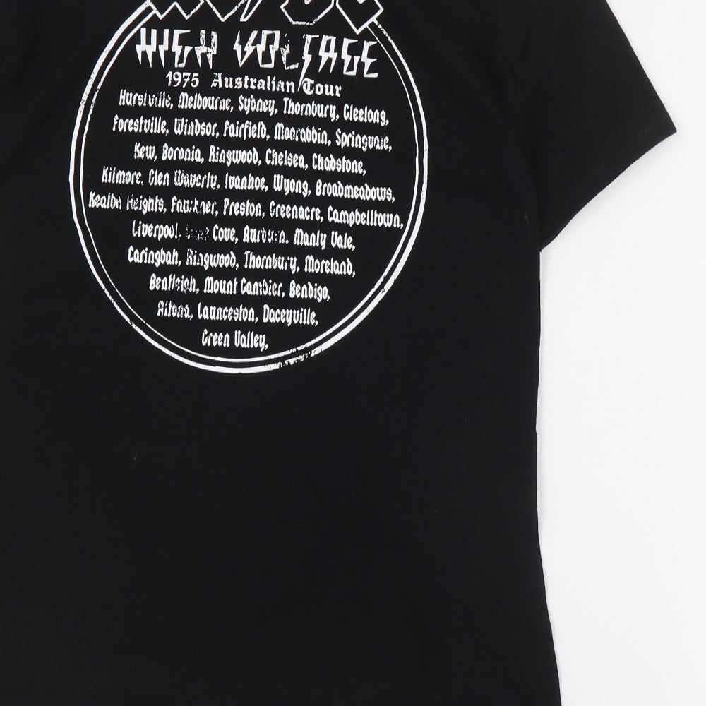 NEXT Girls Black  Cotton Pullover T-Shirt Size 13 Years Crew Neck Pullover - ACDC