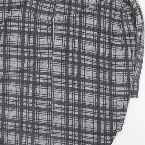 Cameo Rose Womens Grey Plaid Polyester Basic Blouse Size S Round Neck