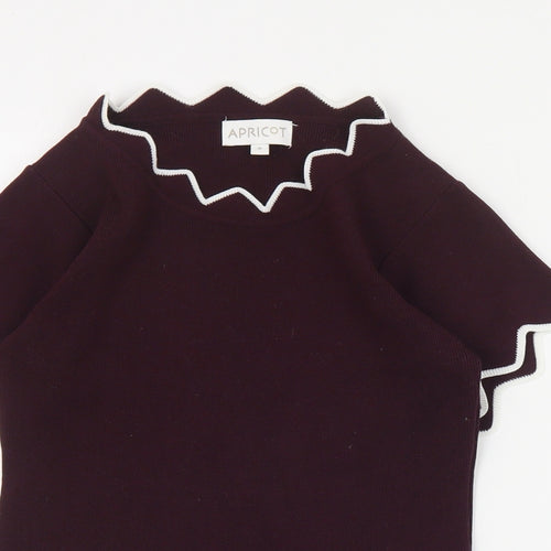 Apricot Womens Red Round Neck  Cotton Pullover Jumper Size S