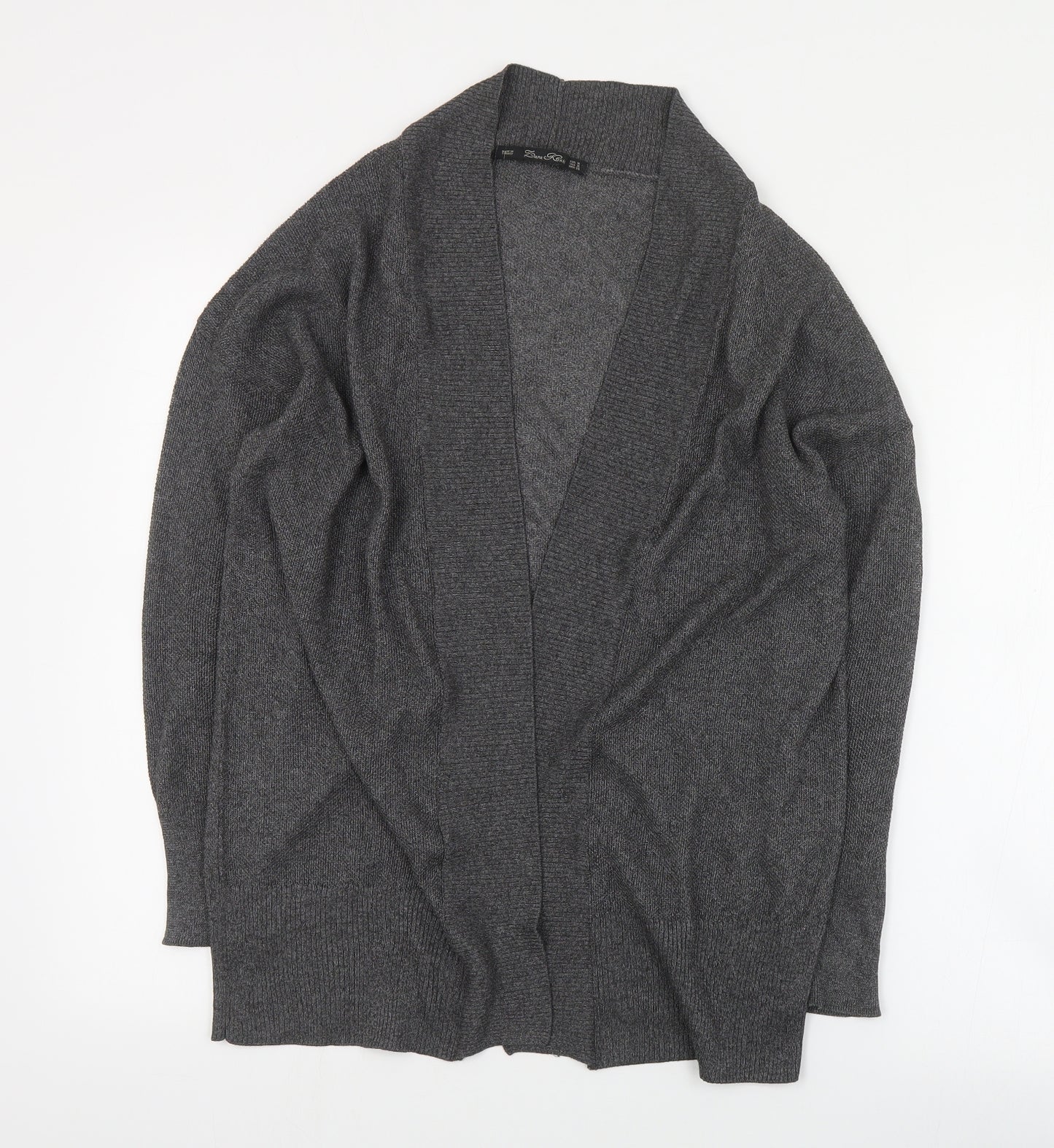 Zara Womens Grey V-Neck  Acrylic Cardigan Jumper Size M