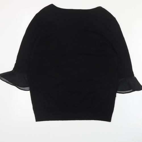 TU Womens Black V-Neck  Viscose Pullover Jumper Size 14