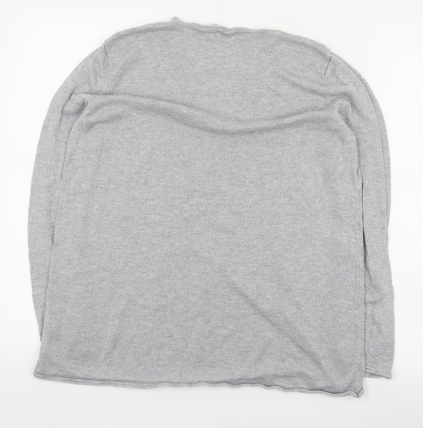 Retrology Womens Grey V-Neck  Rayon Pullover Jumper Size M