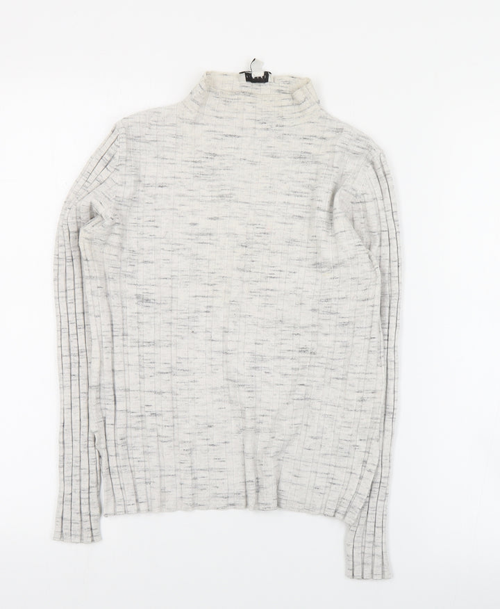 Topshop Womens Grey High Neck Viscose Pullover Jumper Size M