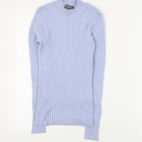 Primark Womens Blue Mock Neck  Viscose Pullover Jumper Size S
