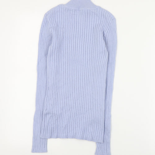 Primark Womens Blue Mock Neck  Viscose Pullover Jumper Size S