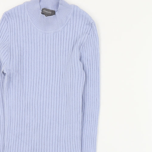 Primark Womens Blue Mock Neck  Viscose Pullover Jumper Size S