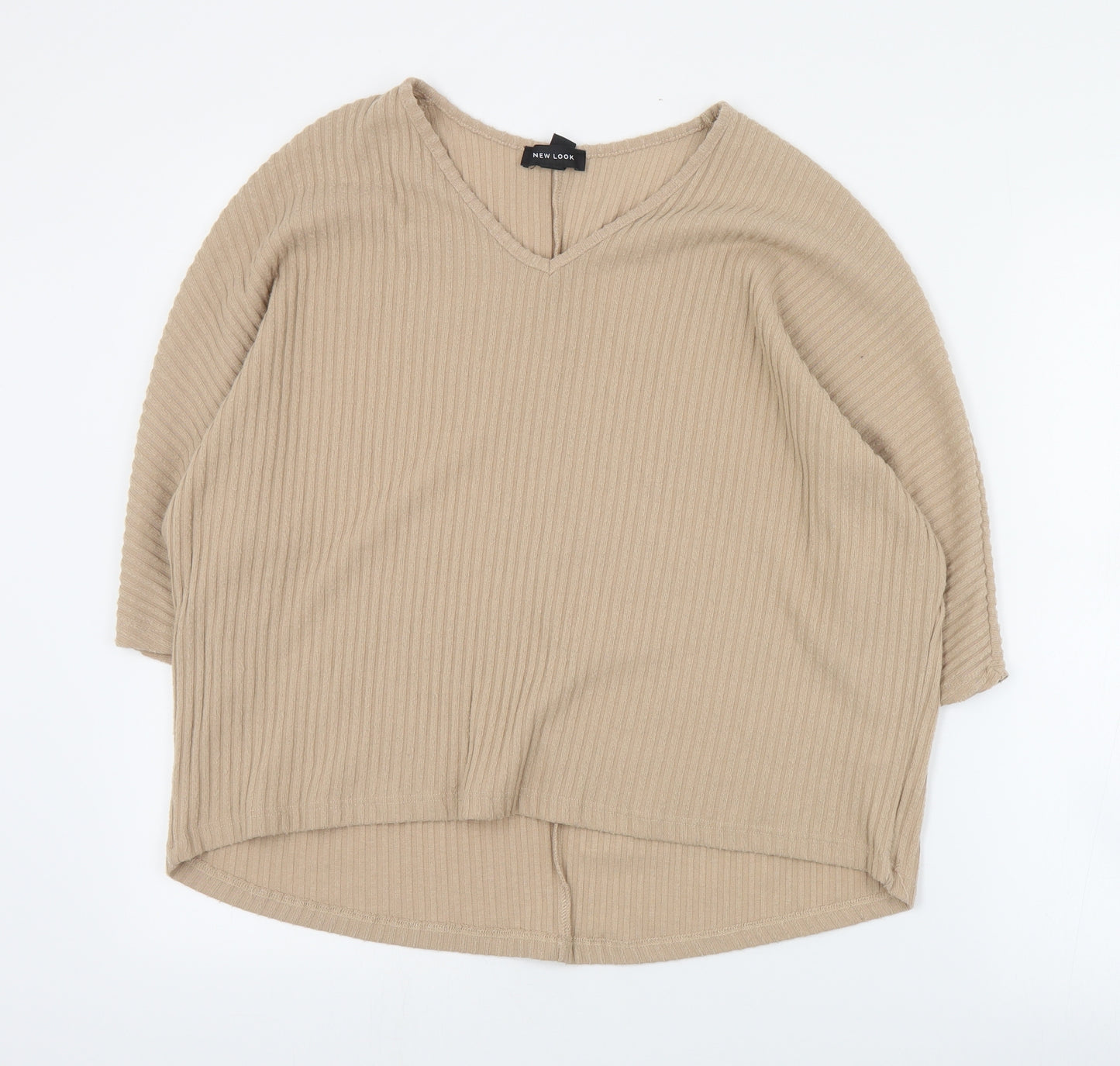 New Look Womens Brown V-Neck  Polyester Pullover Jumper Size S