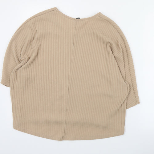 New Look Womens Brown V-Neck  Polyester Pullover Jumper Size S
