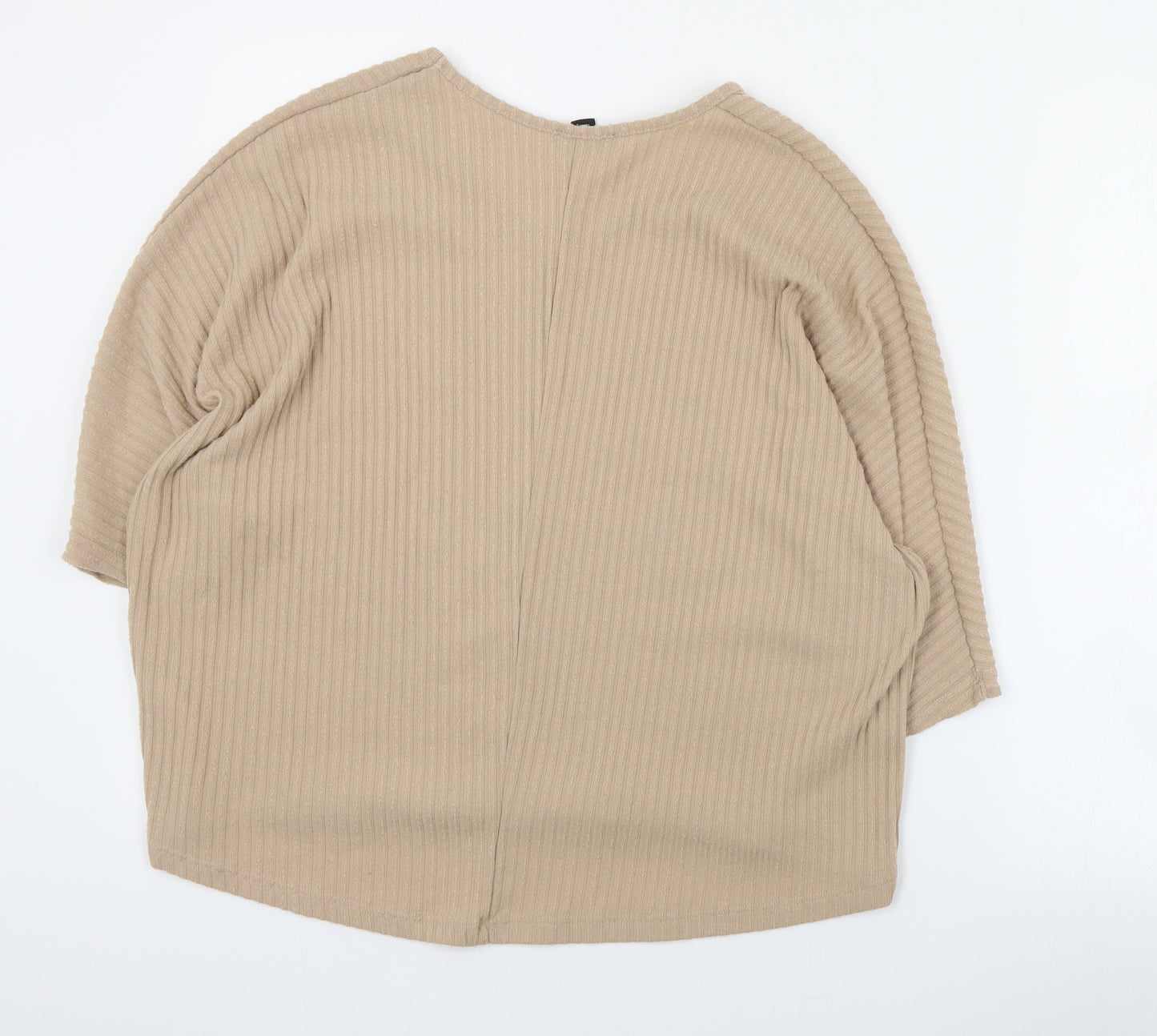 New Look Womens Brown V-Neck  Polyester Pullover Jumper Size S