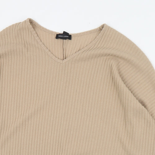 New Look Womens Brown V-Neck  Polyester Pullover Jumper Size S