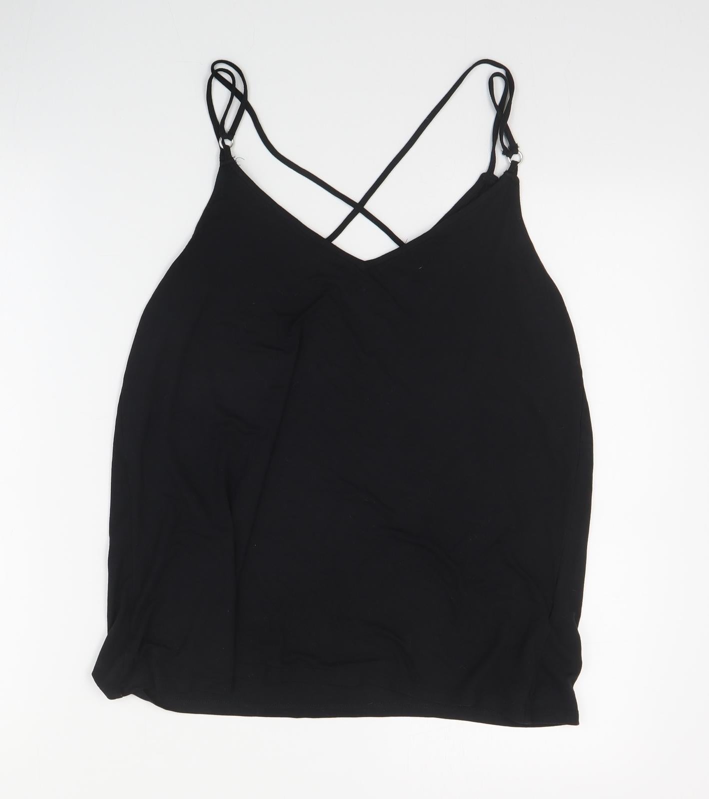 New Look Womens Black  Viscose Basic Tank Size 14 V-Neck