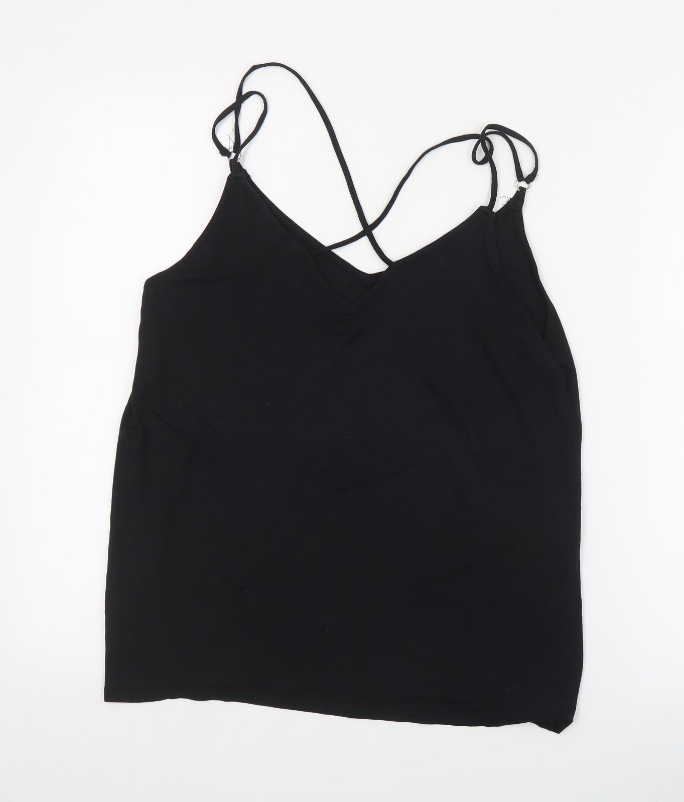 New Look Womens Black  Viscose Basic Tank Size 14 V-Neck