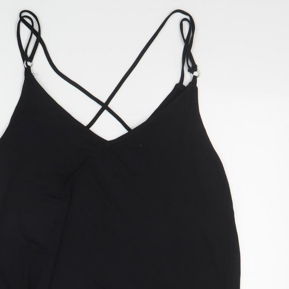 New Look Womens Black  Viscose Basic Tank Size 14 V-Neck