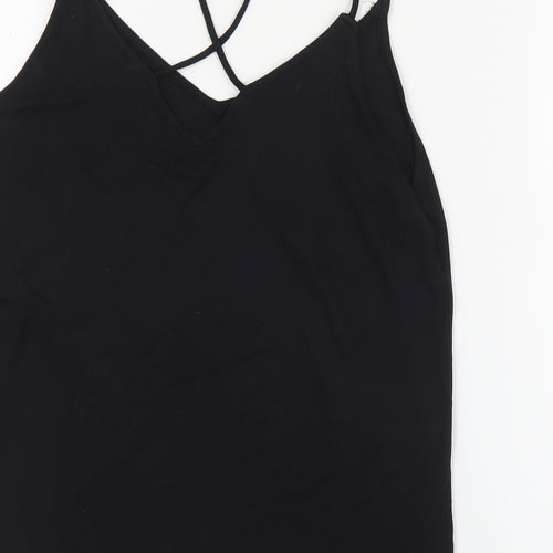 New Look Womens Black  Viscose Basic Tank Size 14 V-Neck