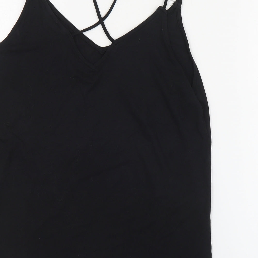 New Look Womens Black  Viscose Basic Tank Size 14 V-Neck