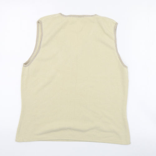 George Womens Beige V-Neck  Acrylic Vest Jumper Size 16
