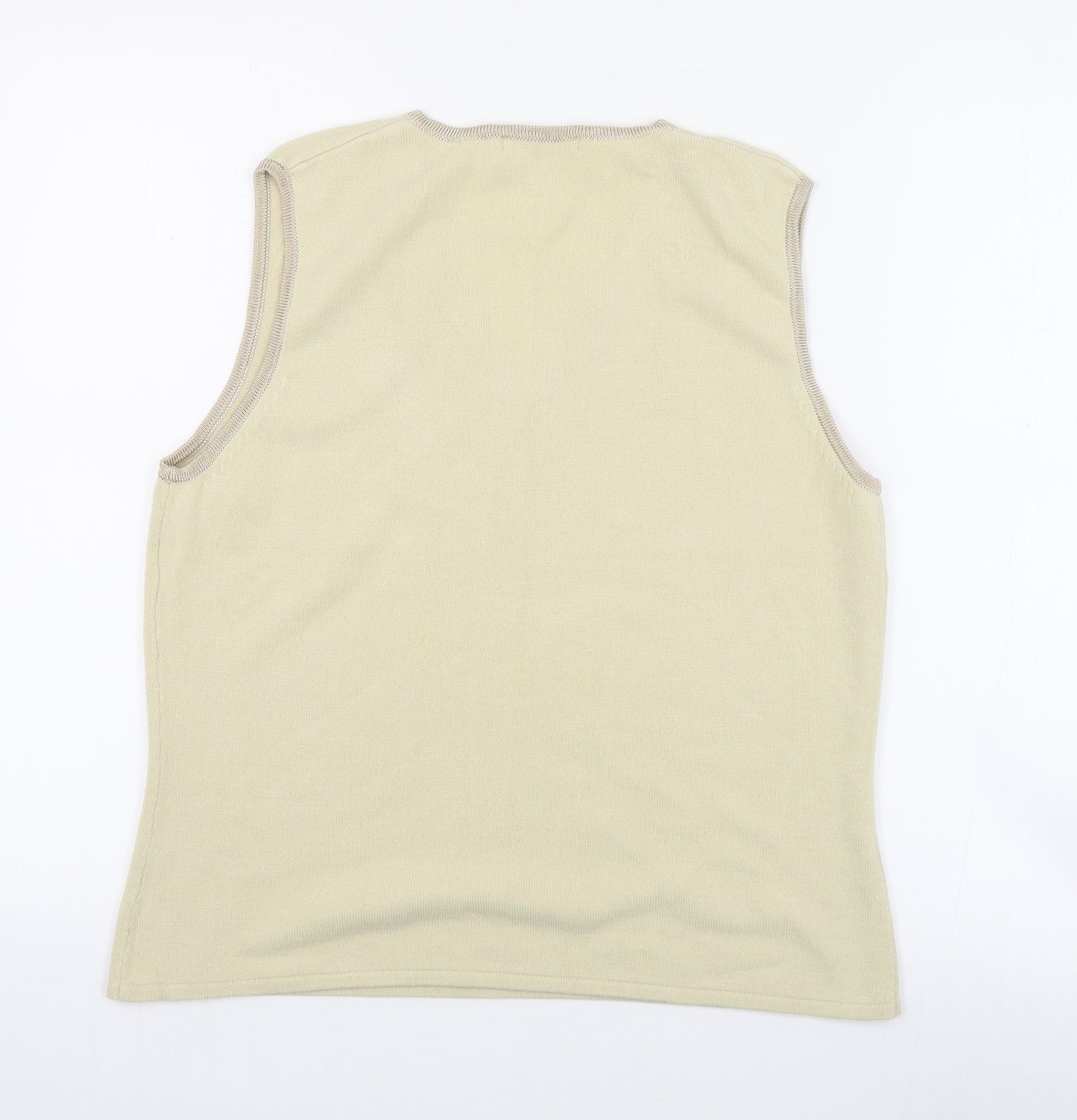 George Womens Beige V-Neck  Acrylic Vest Jumper Size 16