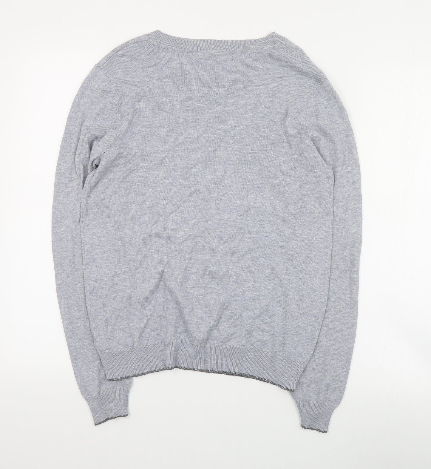 George Womens Grey Round Neck Geometric Acrylic Pullover Jumper Size 10