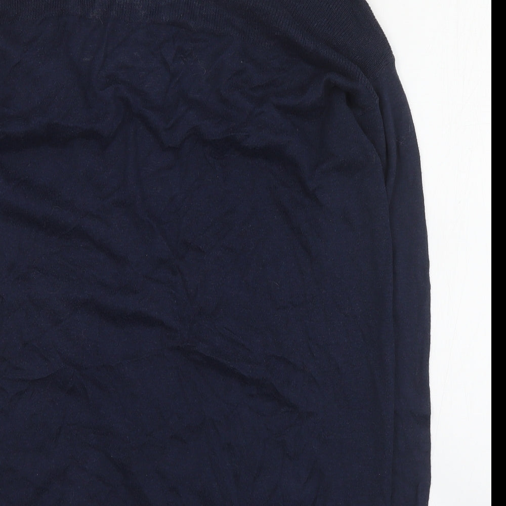 H&M Womens Blue V-Neck  Cotton Cardigan Jumper Size M