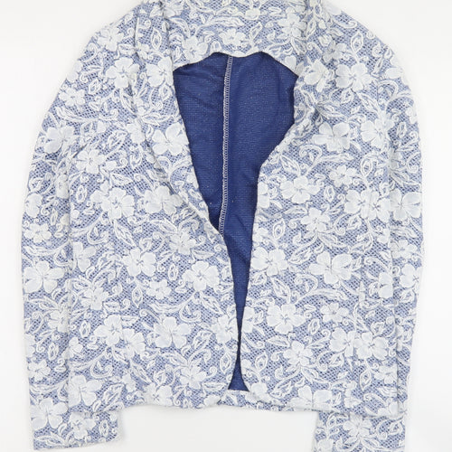 Preworn Womens Blue Floral  Jacket Blazer Size XL