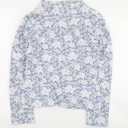 Preworn Womens Blue Floral  Jacket Blazer Size XL