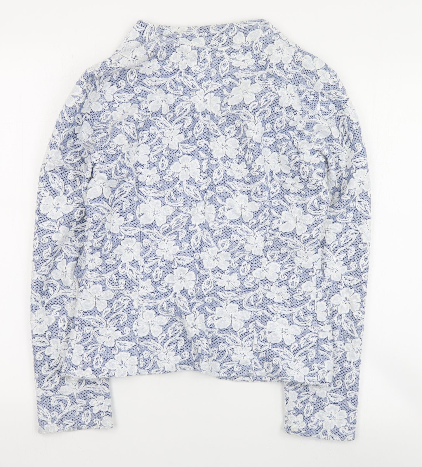 Preworn Womens Blue Floral  Jacket Blazer Size XL