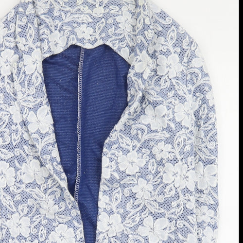 Preworn Womens Blue Floral  Jacket Blazer Size XL