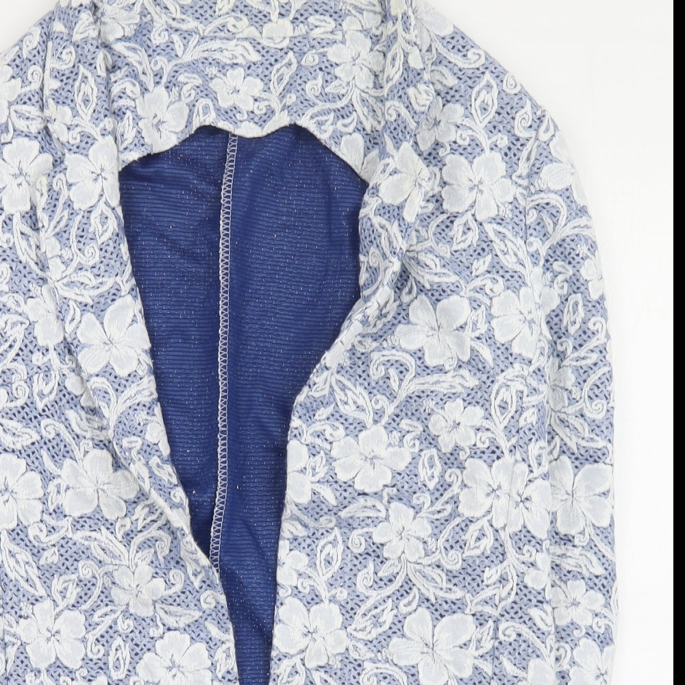 Preworn Womens Blue Floral  Jacket Blazer Size XL