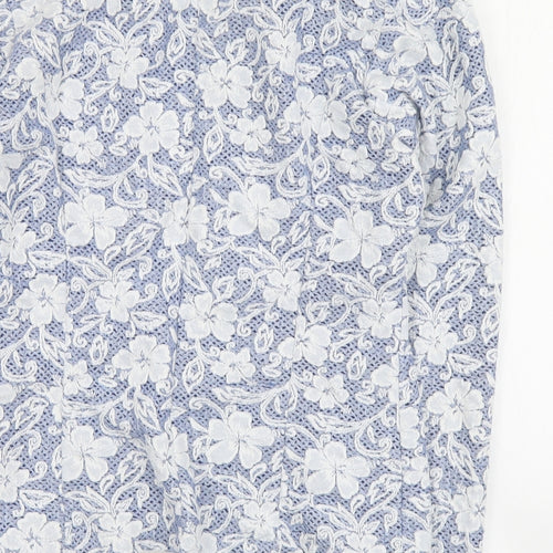 Preworn Womens Blue Floral  Jacket Blazer Size XL