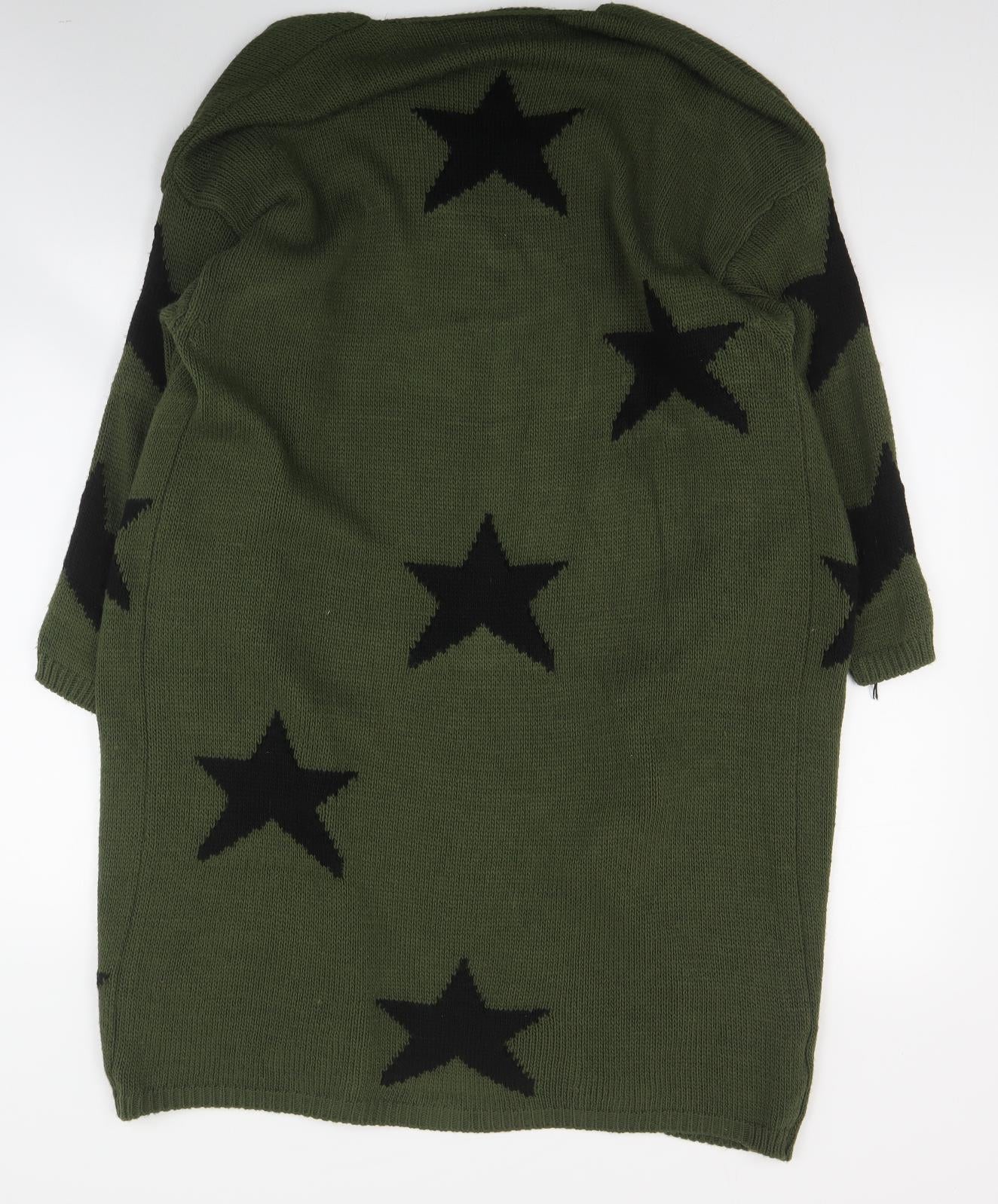 Kurt Muller Womens Green V-Neck Geometric Acrylic Cardigan Jumper Size M   - Stars