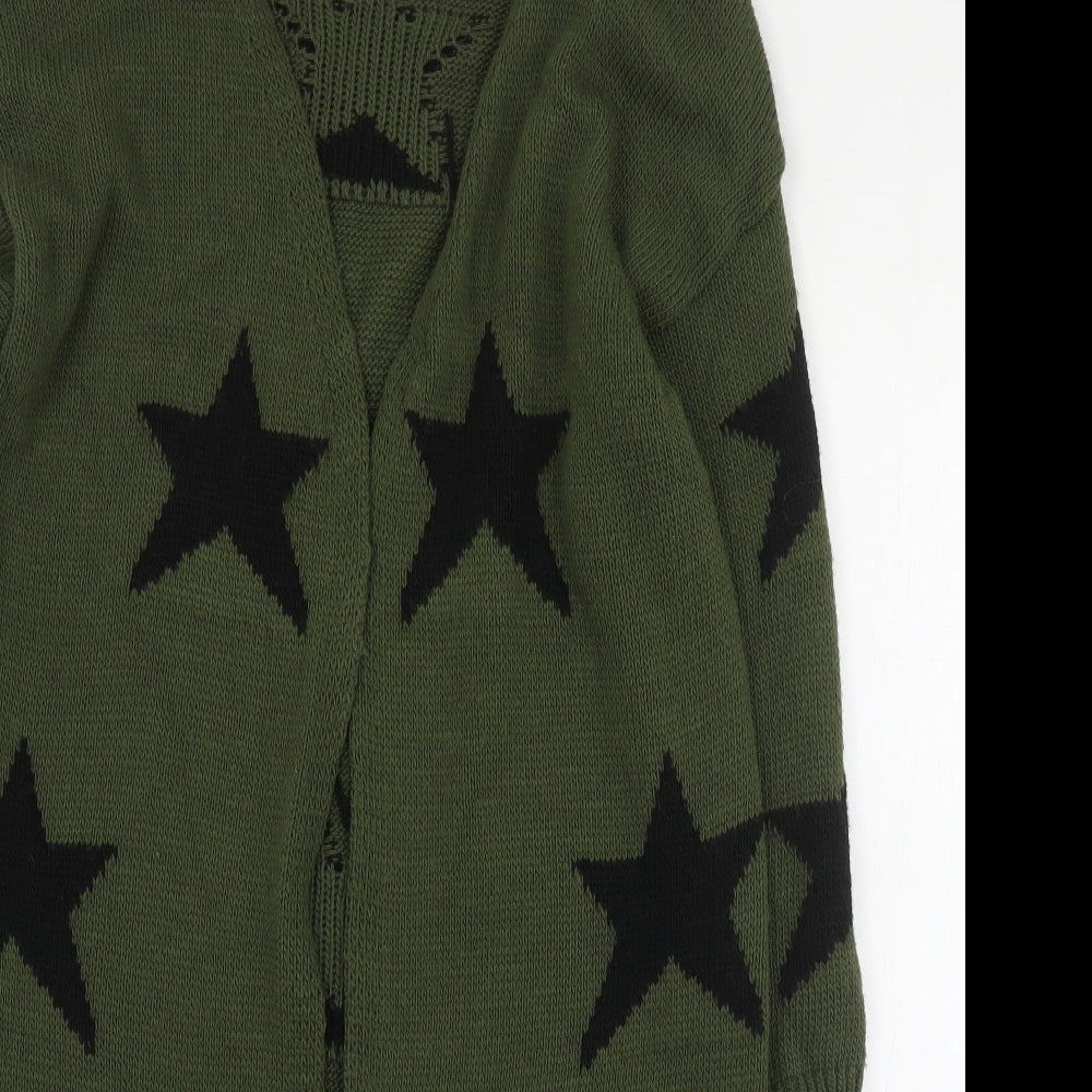Kurt Muller Womens Green V-Neck Geometric Acrylic Cardigan Jumper Size M   - Stars