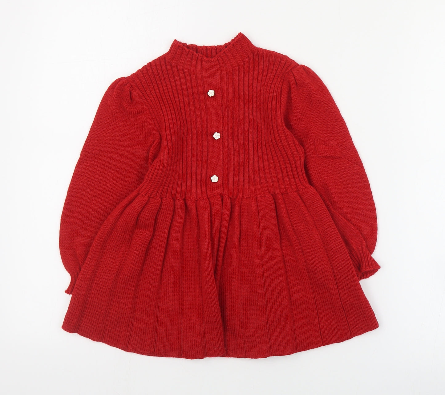 SheIn Girls Red  Acrylic Jumper Dress  Size 2-3 Years  Round Neck Pullover