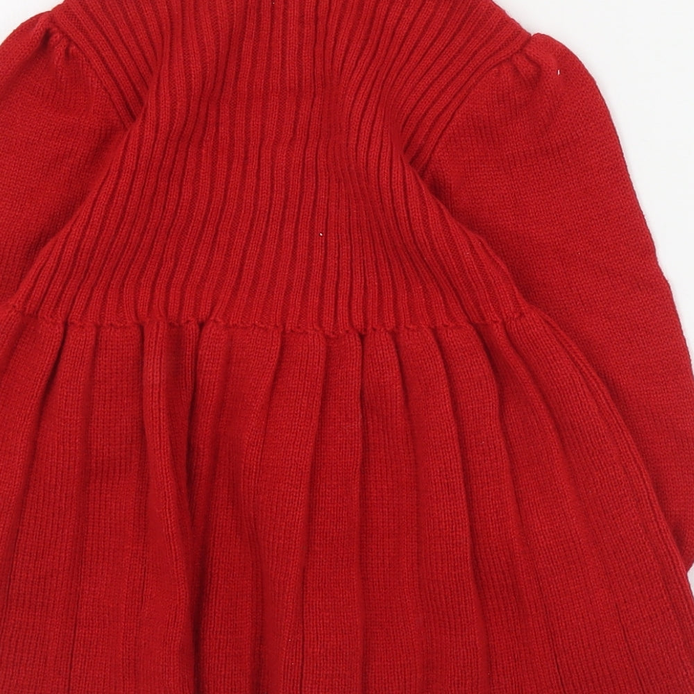 SheIn Girls Red  Acrylic Jumper Dress  Size 2-3 Years  Round Neck Pullover