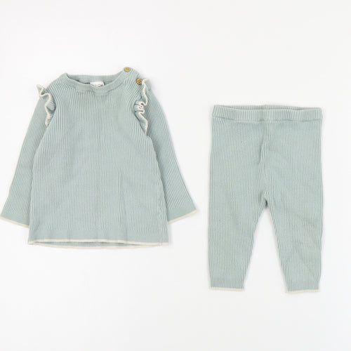F&F Baby Blue  Viscose Trousers Set Outfit/Set Size 6-9 Months  Button