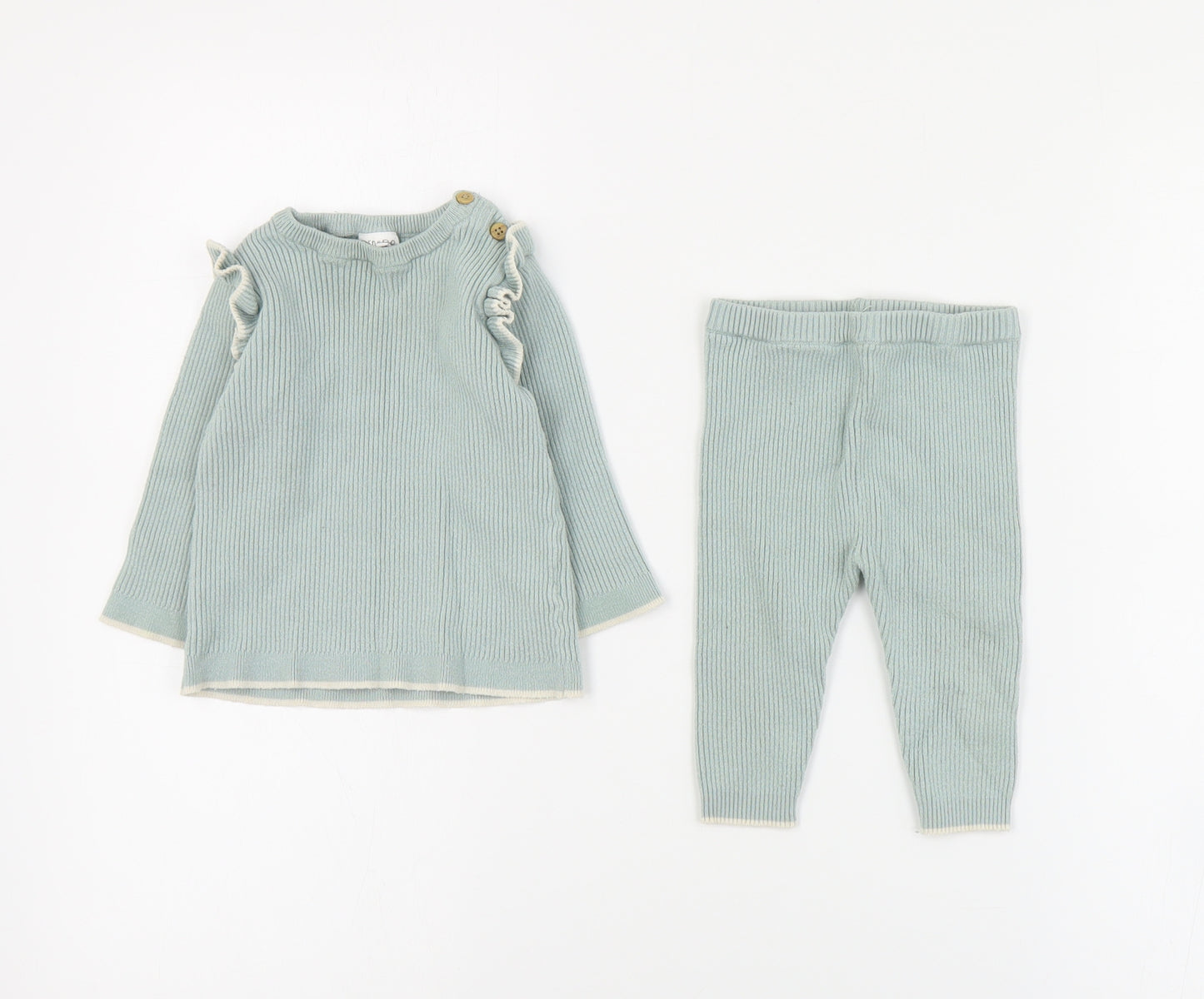 F&F Baby Blue  Viscose Trousers Set Outfit/Set Size 6-9 Months  Button