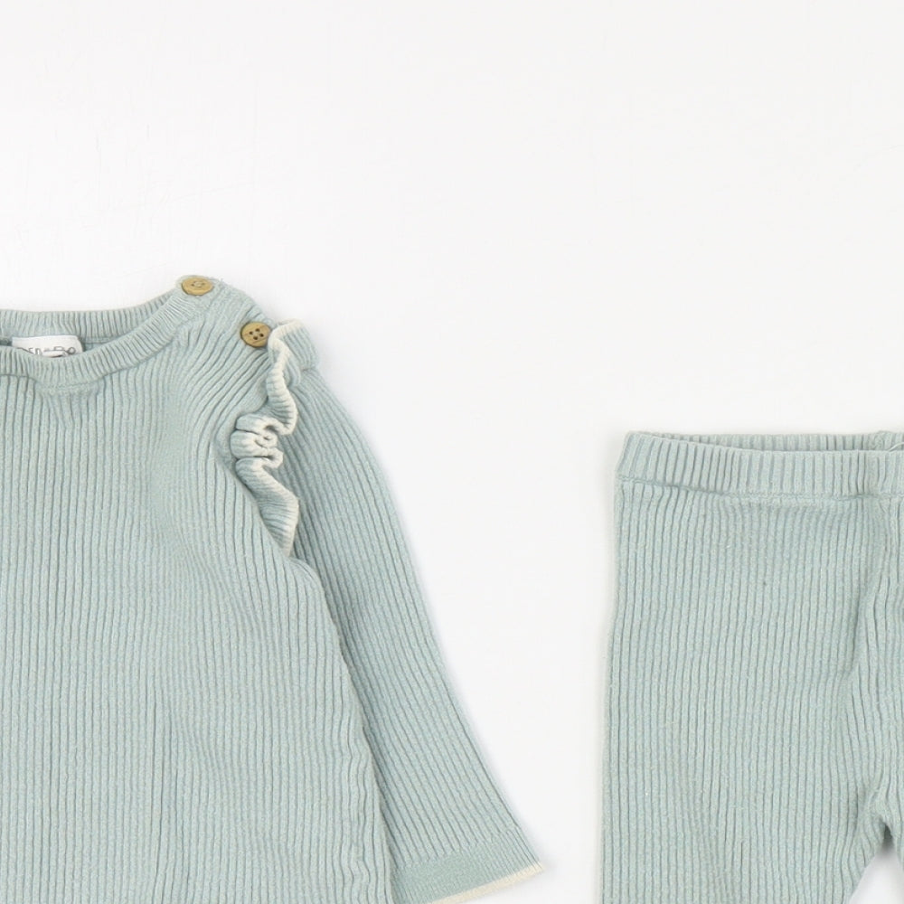 F&F Baby Blue  Viscose Trousers Set Outfit/Set Size 6-9 Months  Button