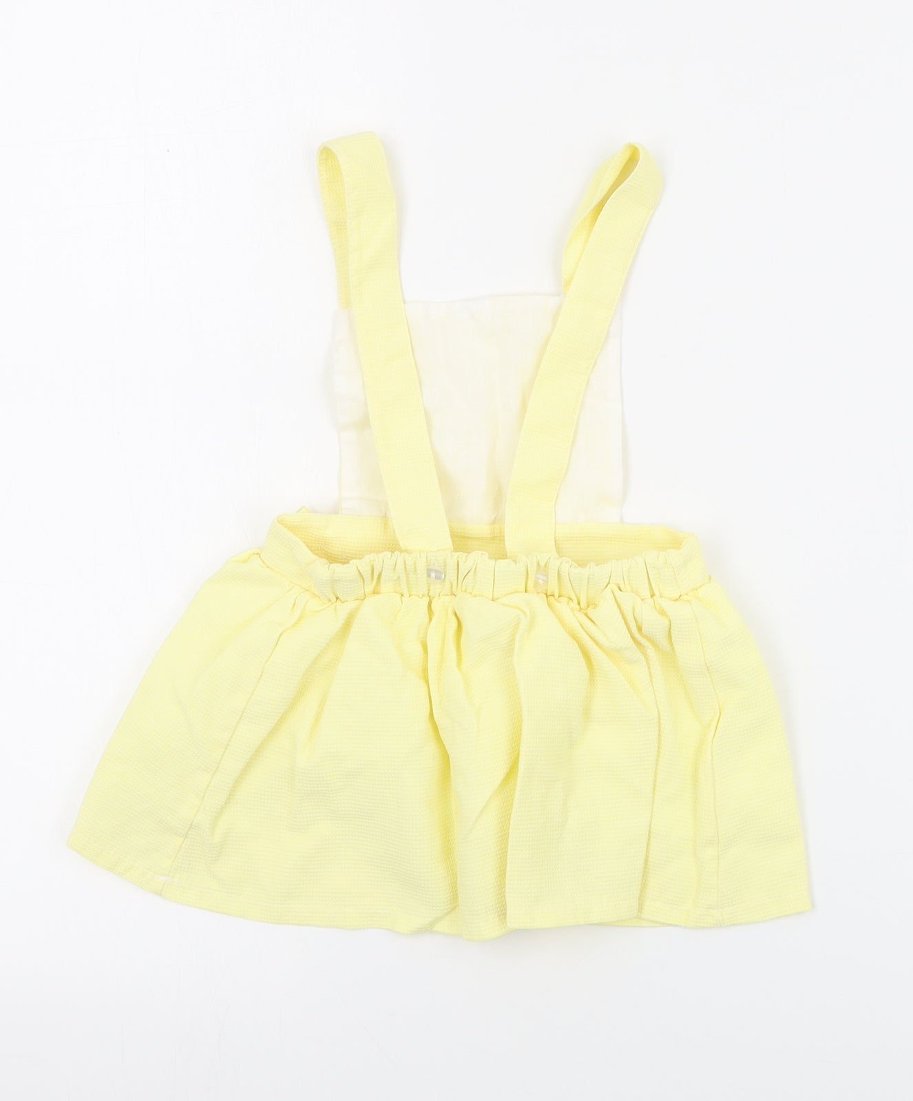 Little Nosh Girls Yellow  Cotton Pinafore/Dungaree Dress  Size 2-3 Years  Square Neck Button