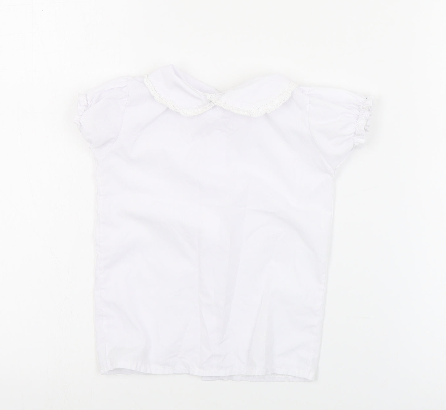 Little Nosh Girls White  Cotton Basic Blouse Size 2 Years Collared Button