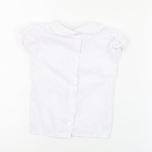 Little Nosh Girls White  Cotton Basic Blouse Size 2 Years Collared Button