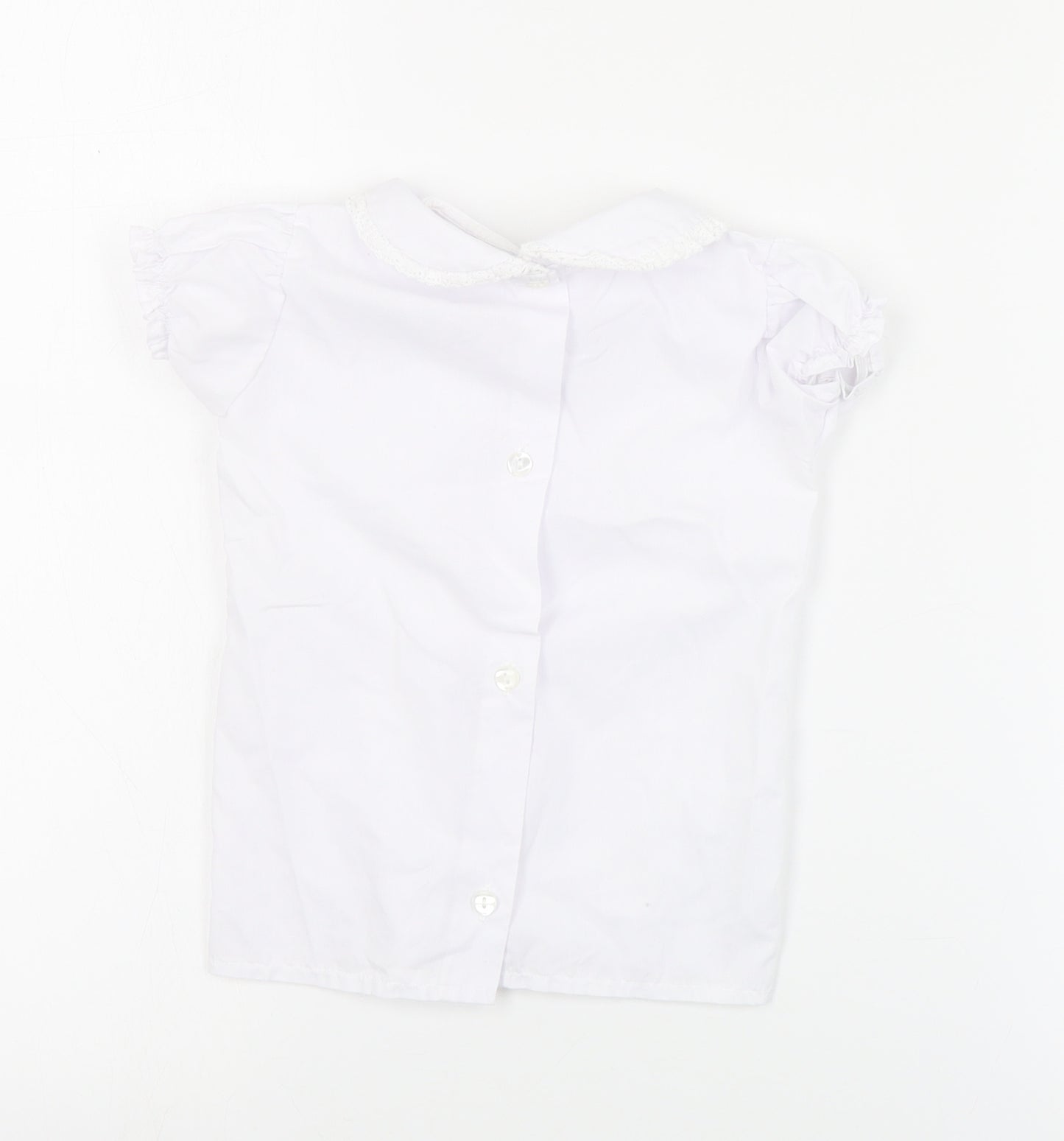 Little Nosh Girls White  Cotton Basic Blouse Size 2 Years Collared Button