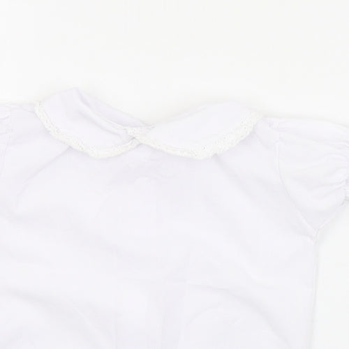 Little Nosh Girls White  Cotton Basic Blouse Size 2 Years Collared Button