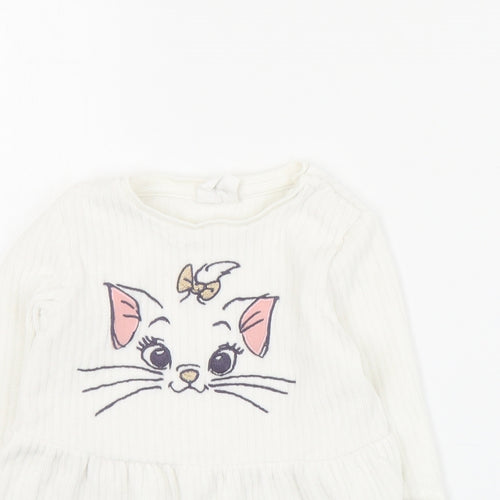 F&F Baby White  Cotton Pullover Jumper Size 6-9 Months  Snap - The Aristocats