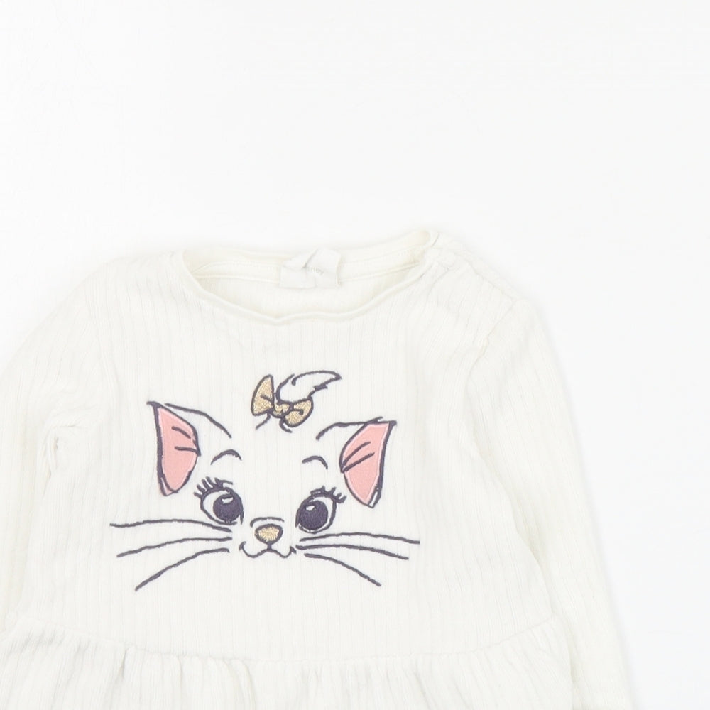 F&F Baby White  Cotton Pullover Jumper Size 6-9 Months  Snap - The Aristocats