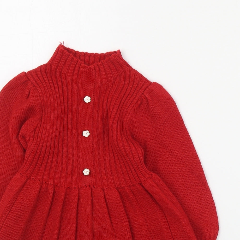 SheIn Baby Red  Acrylic Jumper Dress  Size 6-9 Months  High Neck Pullover
