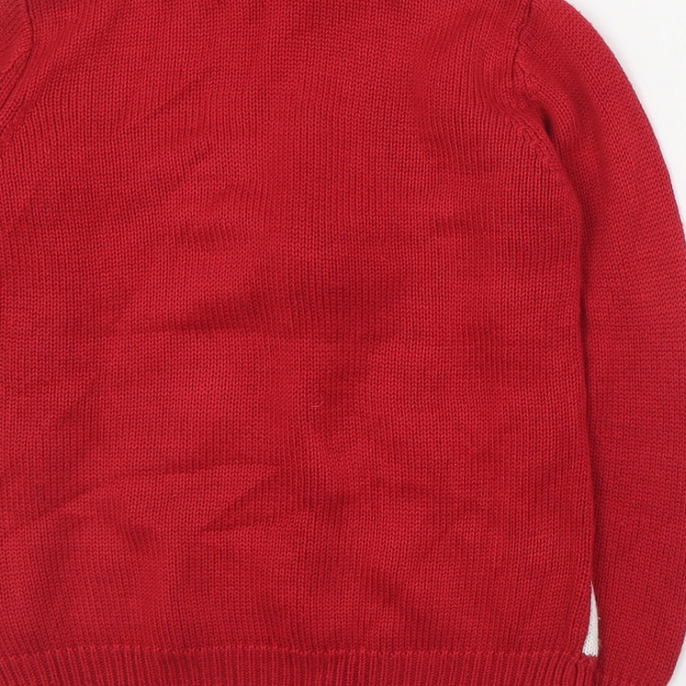 Nutmeg Boys Red Round Neck  Acrylic Pullover Jumper Size 3-4 Years  Pullover - Christmas