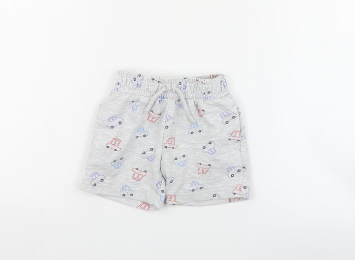 Dunnes Baby Grey Geometric Cotton Jogger Trousers Size 12-18 Months Drawstring